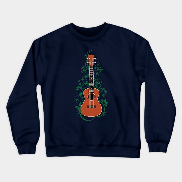 Mahogany Ukulele Flowering Vines Crewneck Sweatshirt by nightsworthy